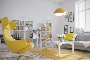 YELLOW ELEMENTS BRING LIFE TO THIS PROJECT