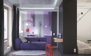 Small apartment with bold color theme