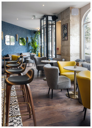 The Hôtel André Latin is an iconic project with a modern twist and a retro lighting inspiration.