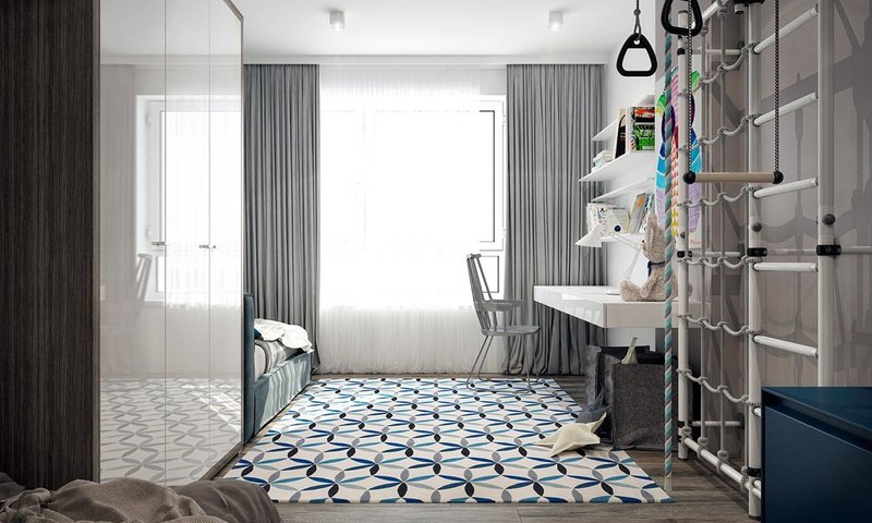 light-bright-kids-bedroom-geometric-rug-white-ladders.jpg