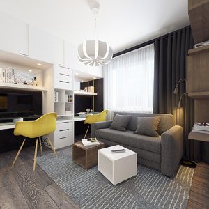 MODERN DECORATION IN GRAY AND YELLOW TONES