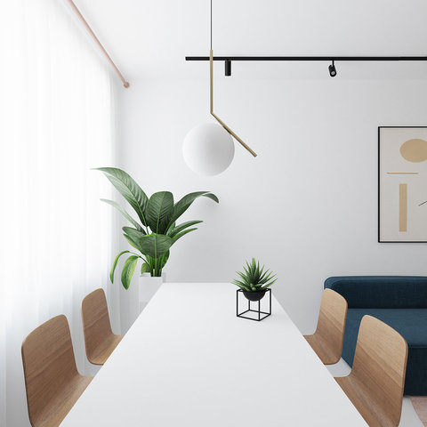 clean-dining-room-pendant-light-standing-fern.jpg